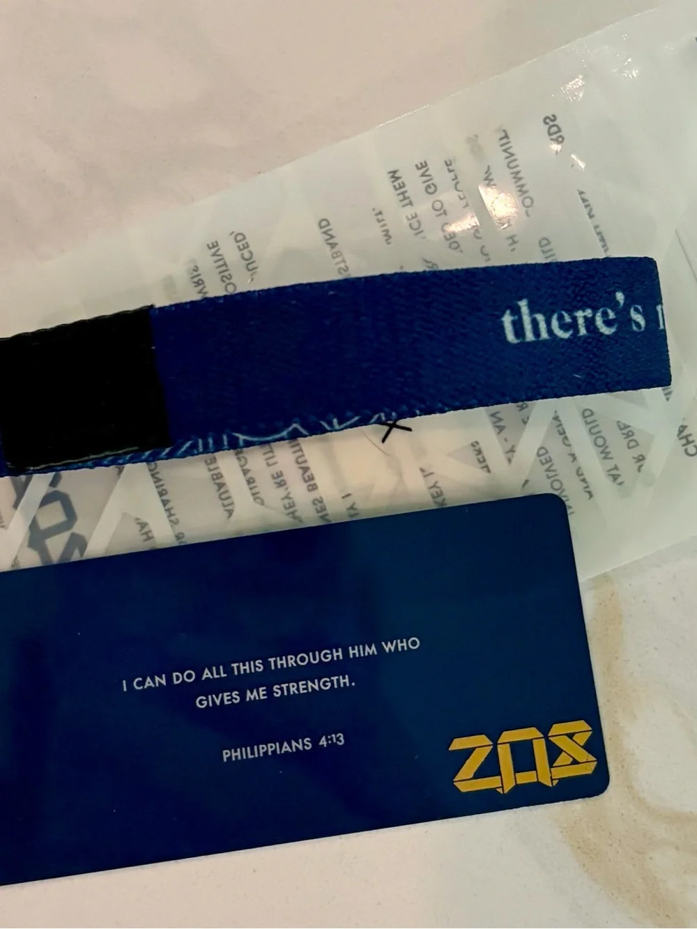 Blue Motivational Fabric Wristband with Positive Message - Unbranded